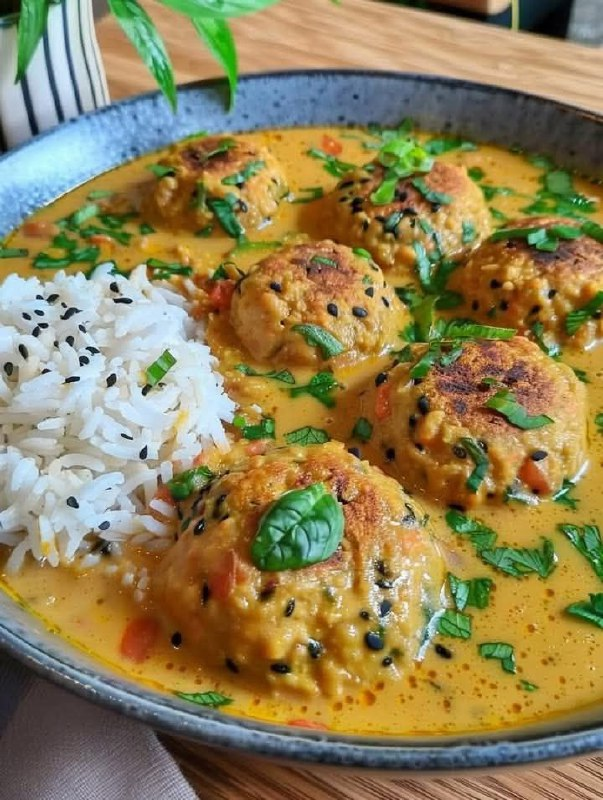 Linsenbällchen in Kokos-Currysoße