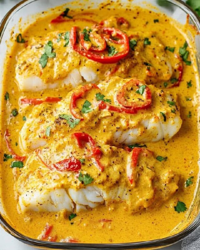 Kokosnuss-Curry Gebackener Kabeljau