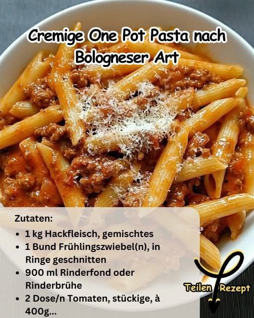 Cremige One Pot Pasta nach Bologneser Art
