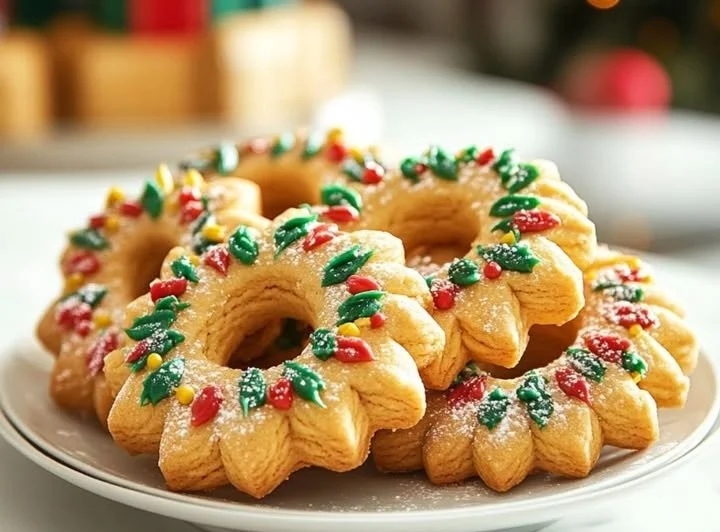 Leckere Adventskranz Plätzchen auf einem Teller