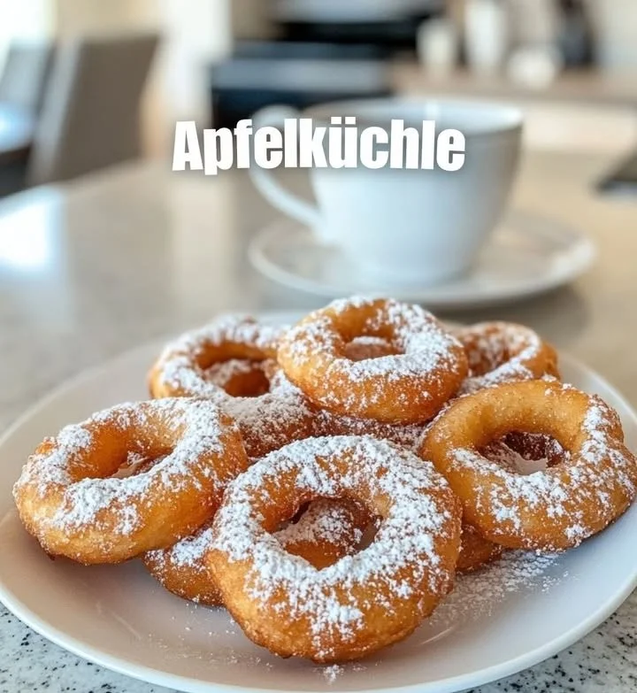 Leckere Apfelküchle auf einem Teller, frisch zubereitet zum Genießen