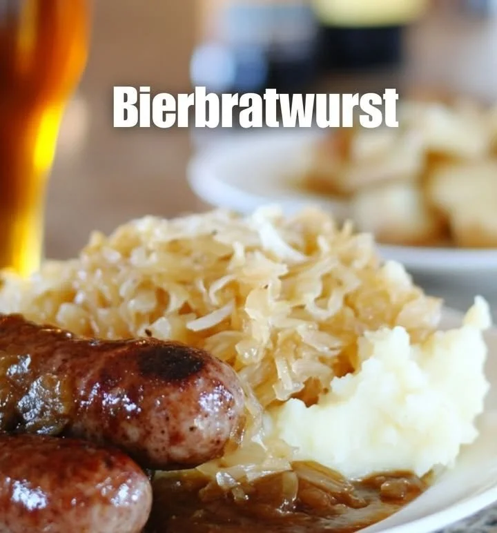 Bierbratwurst auf dem Grill mit frischen Zutaten