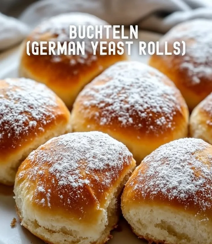 Frisch gebackene Buchteln mit Marmelade gefüllt und warm serviert.