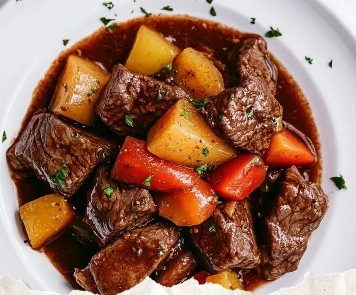 Deutscher Tafelspitz zubereitet mit Gemüse und Gewürzen