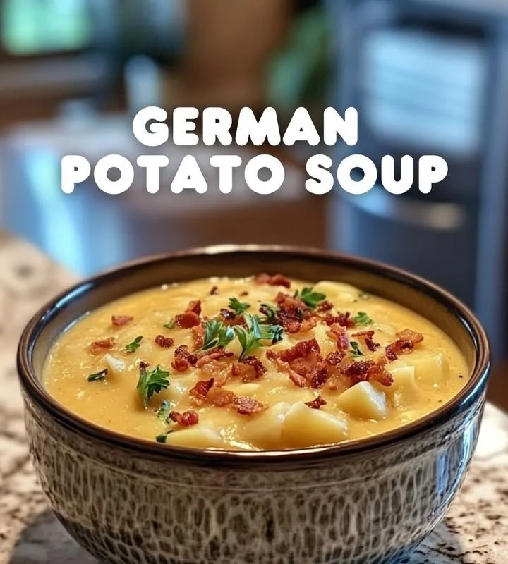 Hausgemachte Kartoffelsuppe mit frischen Zutaten in einem Topf