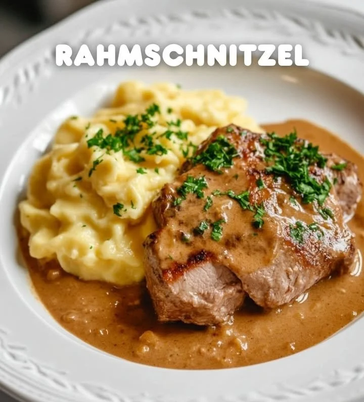 Rahmschnitzel mit Kartoffelbrei - ein köstliches deutsches Gericht