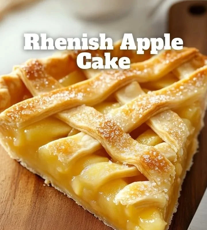 Rheinischer Apfelkuchen mit frischen Äpfeln und goldbraunem Teig
