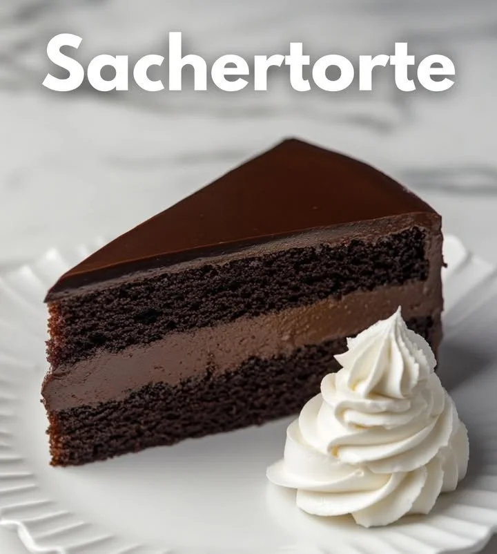 Leckere Sachertorte im Stil der traditionellen österreichischen Rezeptur.