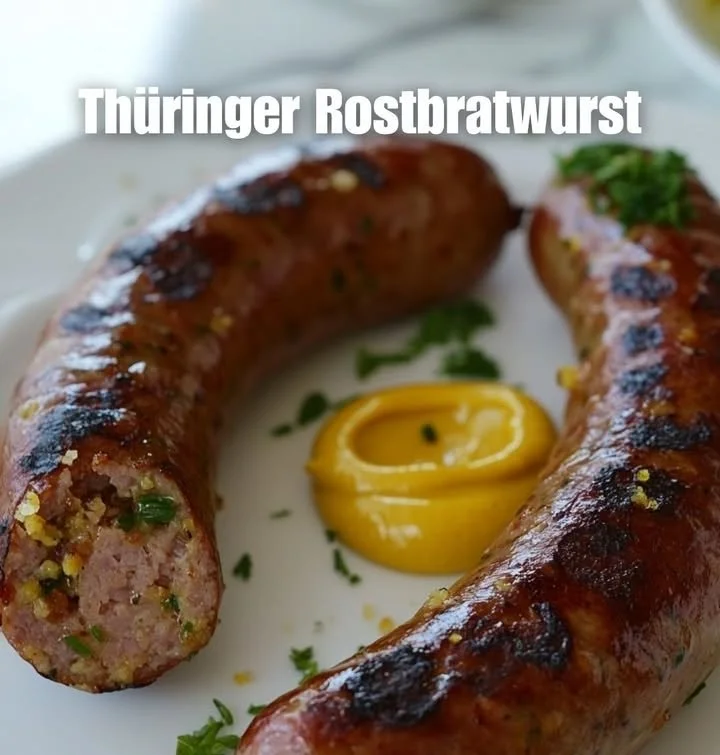 Leckere Thüringer Rostbratwurst auf dem Grill zubereitet
