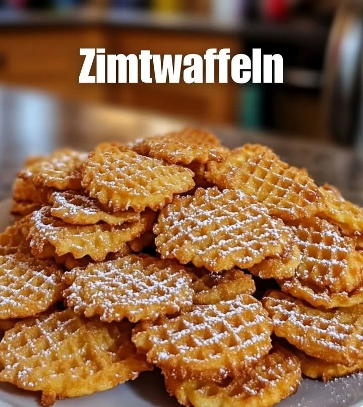 Leckere Zimtwaffeln auf einem Teller serviert