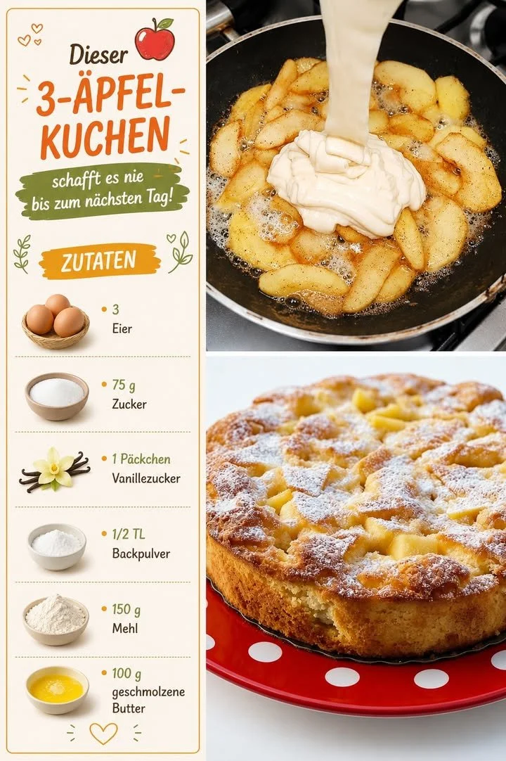3-Äpfel-Kuchen mit verschiedenen Apfelsorten und leckeren Zutaten