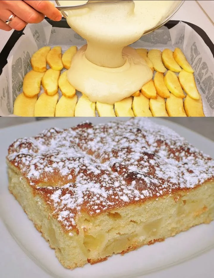 Schneller Apfelkuchen in 5 Minuten auf einem Teller