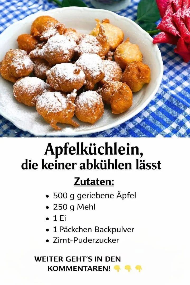 Leckere Apfelküchlein auf einem Teller serviert, ideal für ein süßes Dessert.