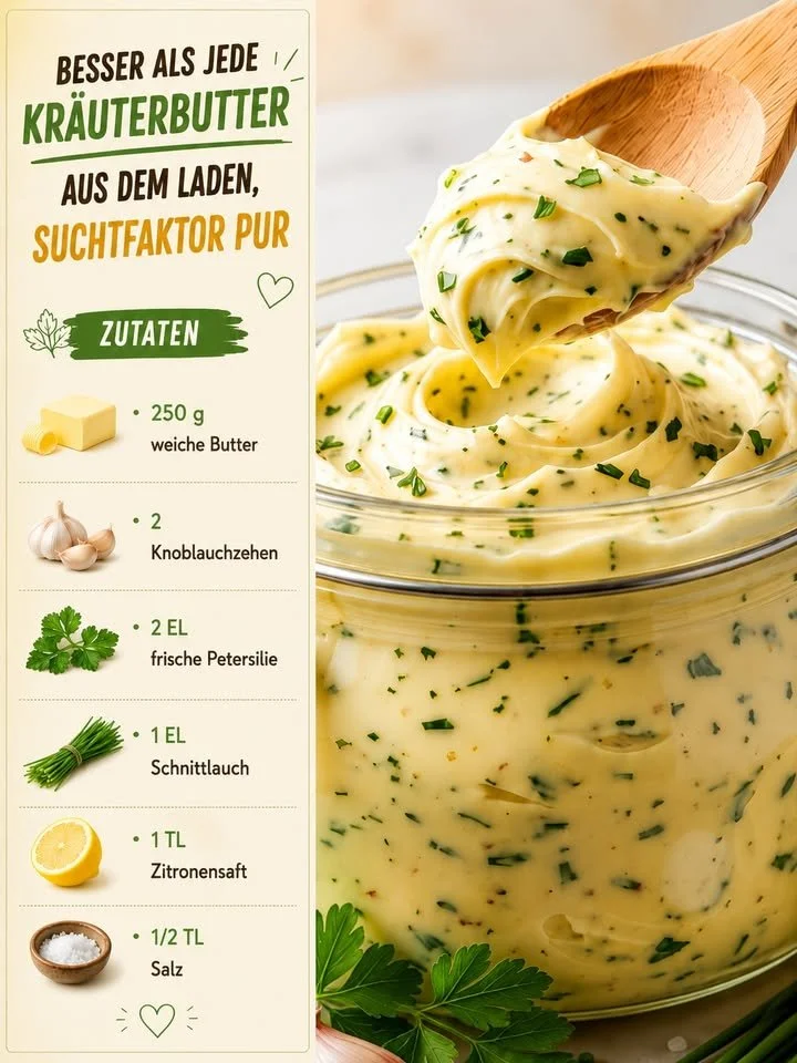 Hausgemachte Kräuterbutter, die besser schmeckt als jede andere.