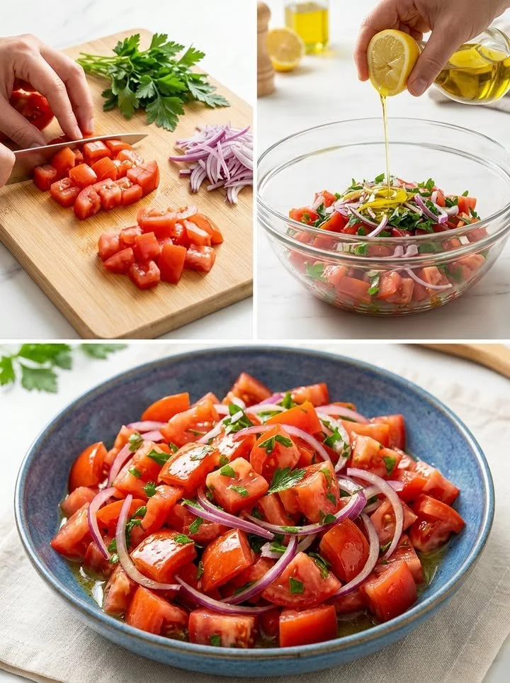 Blitzschneller türkischer Tomatensalat mit frischen Zutaten