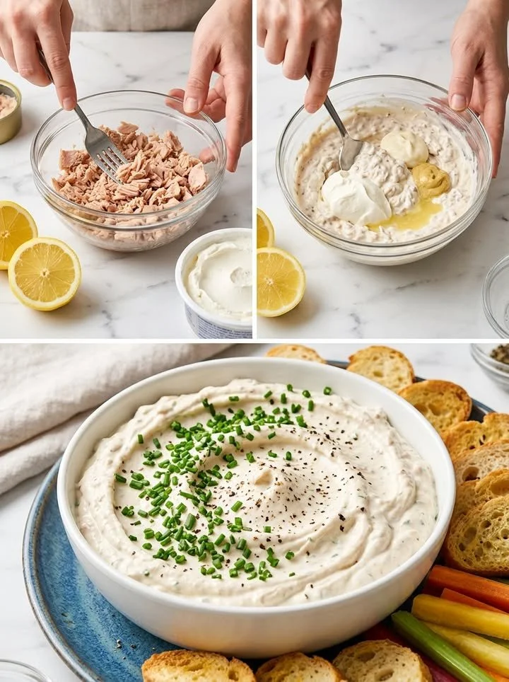 Cremige Thunfisch-Mousse mit einem erfrischenden Kick auf einem dekorativen Teller.