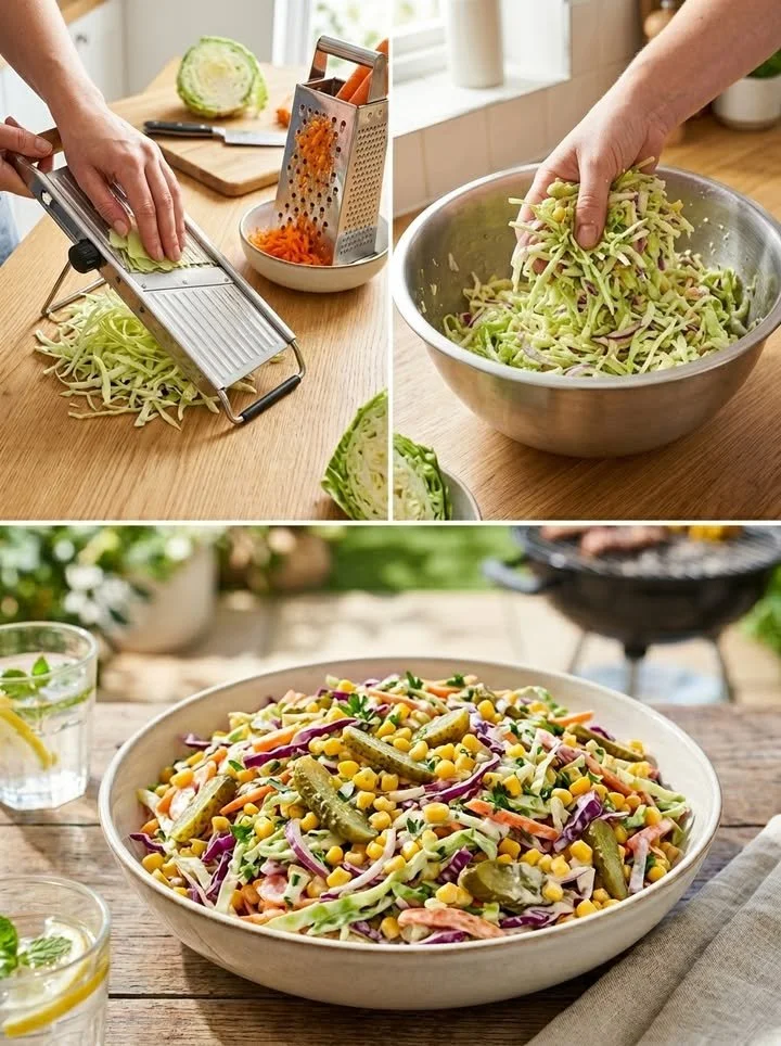 Cremiger Krautsalat mit frischen Zutaten und sahnigem Dressing
