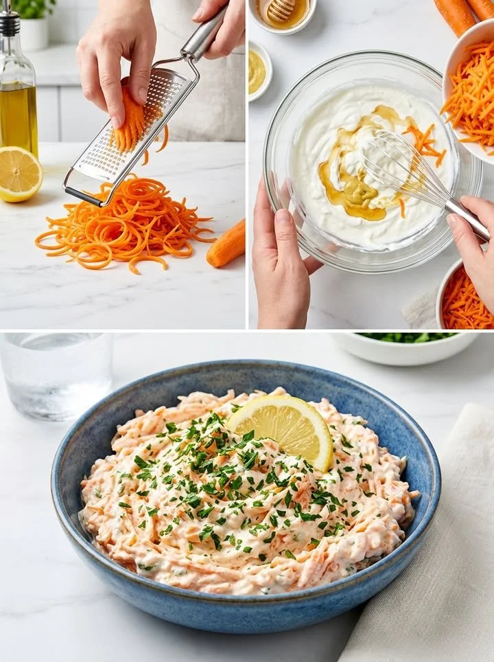 Cremiger Skyr-Karottensalat mit frischen Karotten und Skyr-Dressing
