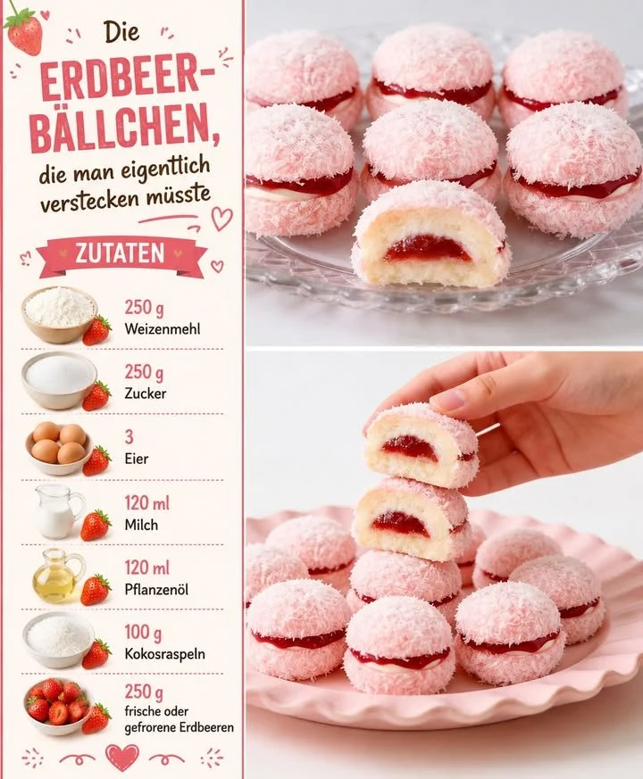 Leckere Erdbeer-Bällchen auf einem Teller serviert