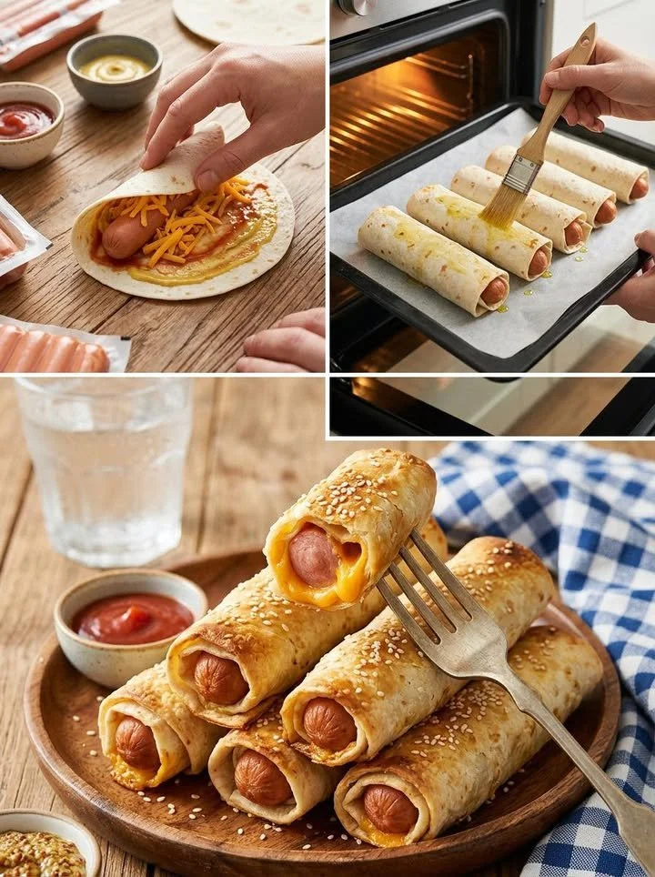 Leckere gebackene Tortilla-Rollen auf einem Teller serviert
