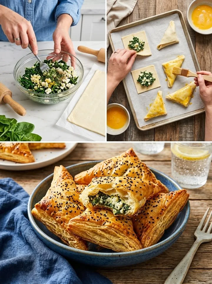 Goldbraune Knusper-Taschen frisch aus dem Ofen, perfekt zum Snacken.