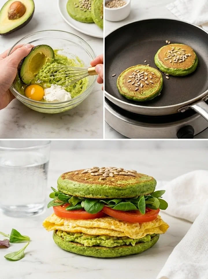 Keto-Avocado-Sandwich mit frischen Zutaten auf einem Teller