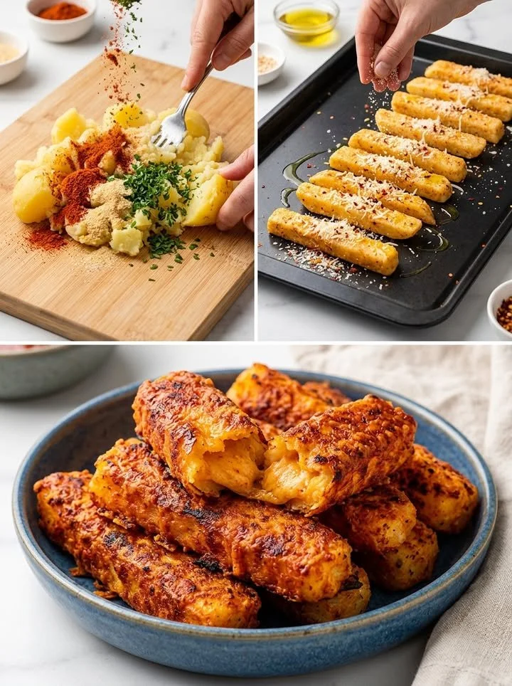 Knusprige Tex-Mex Kartoffel-Sticks mit Chili und Käse überbacken