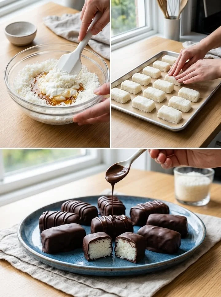 Kokos-Traum Dessert aus 4 Zutaten auf einem Teller