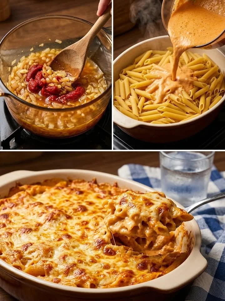 Leckere Portion Nudelauflauf aus frischen Zutaten