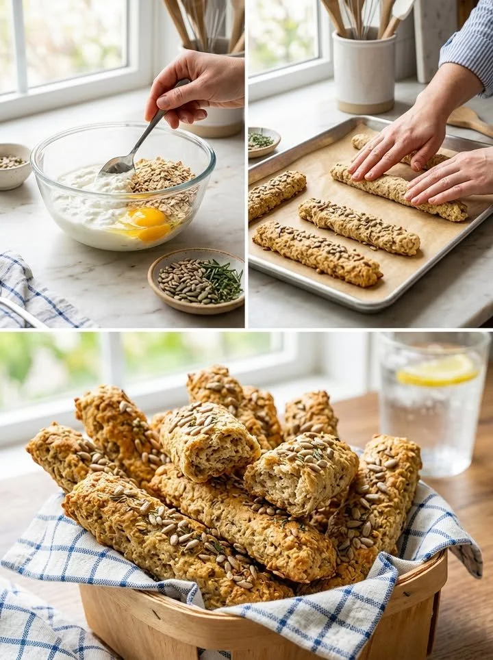 Gesunde Quark-Hafer-Stangen auf einem Teller, perfekt als Snack