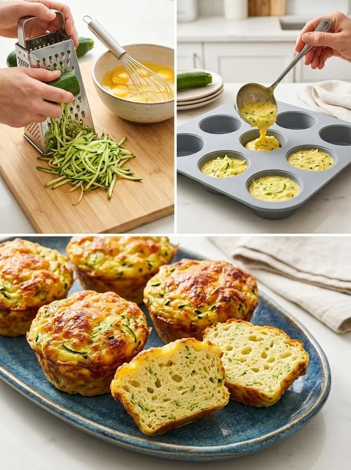 Saftige Käse-Zucchini-Ei-Muffins frisch aus dem Ofen