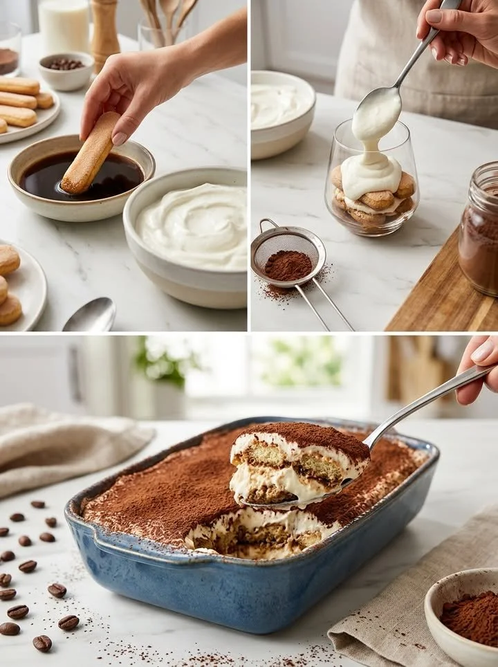 Protein-Tiramisu in einem eleganten Dessertglas serviert