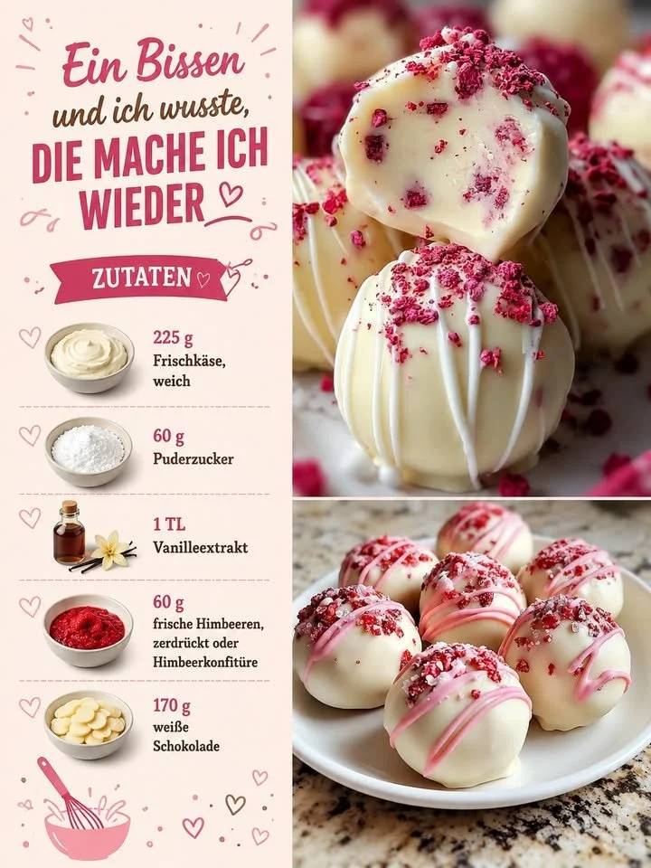 Schoko-Himbeer Pralinen in einer ansprechenden Präsentation