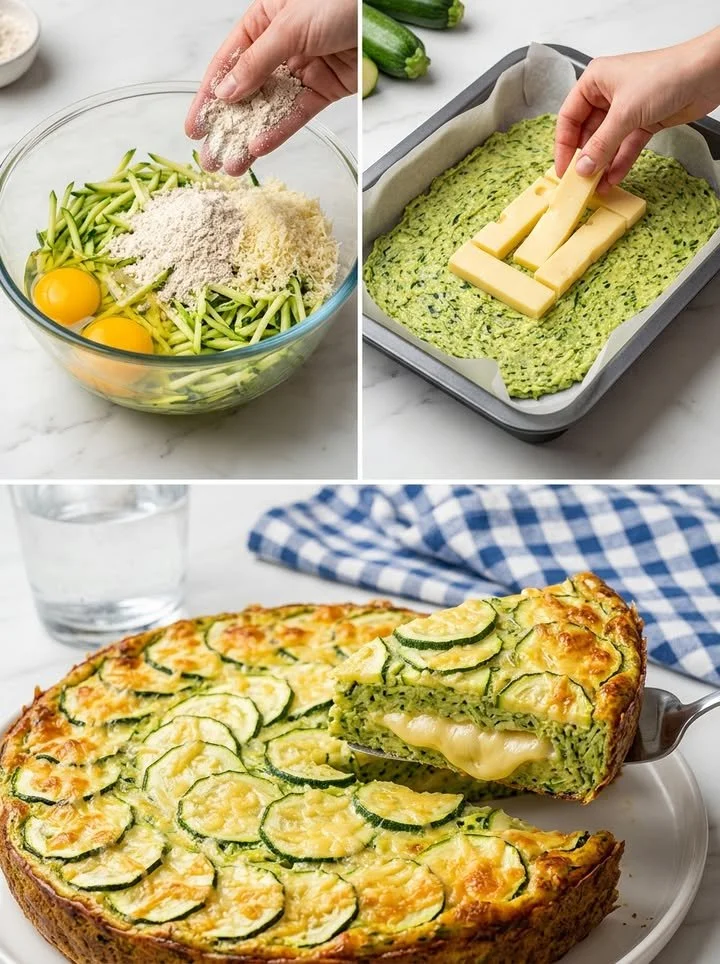 Leckerer Zucchini-Auflauf aus frischen Zutaten, serviert in einer Auflaufform.