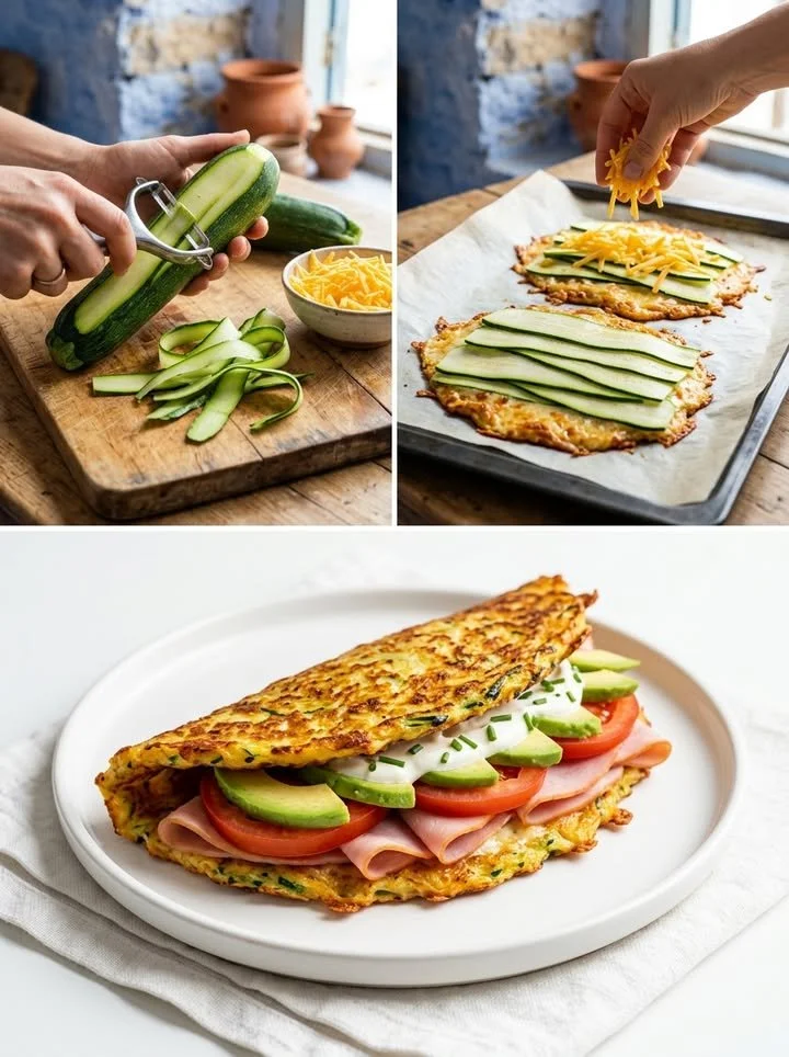 Leckeres Zucchini-Käse-Sandwich auf einem Teller