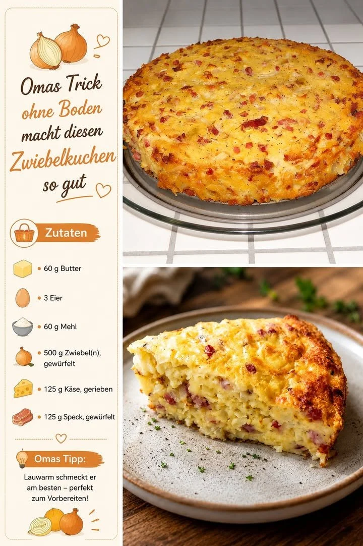 Zwiebelkuchen ohne Boden, ein einfaches und leckeres Rezept für den perfekten Snack.
