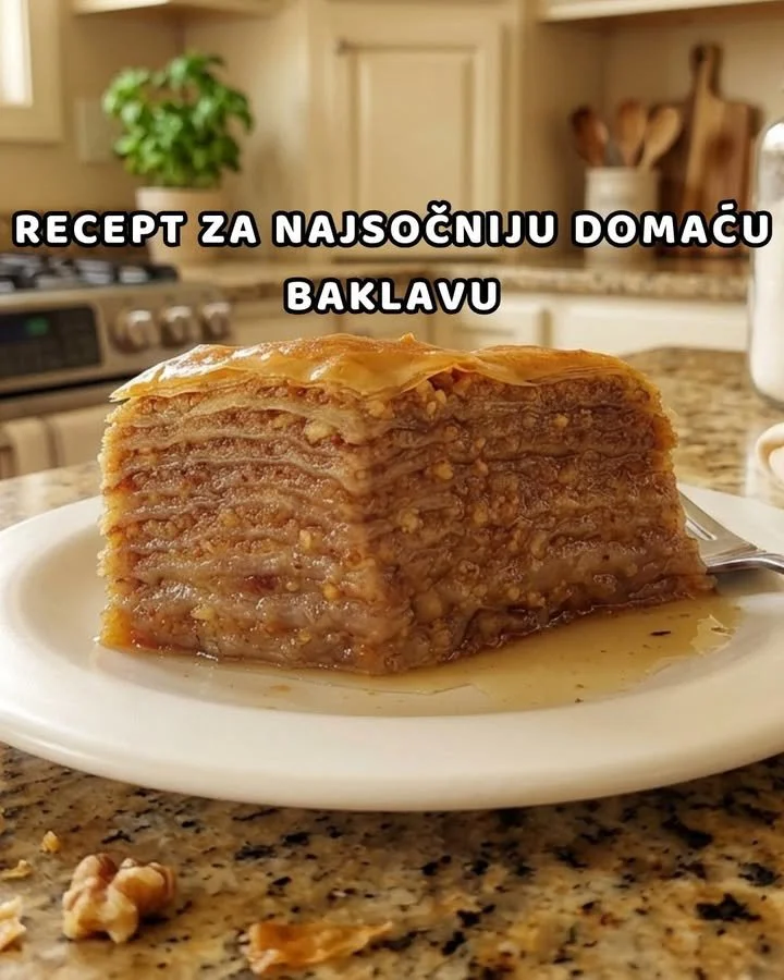 Leckeres Stück Baklava, ein traditionelles süßes Gebäck aus Blätterteig und Nüssen.
