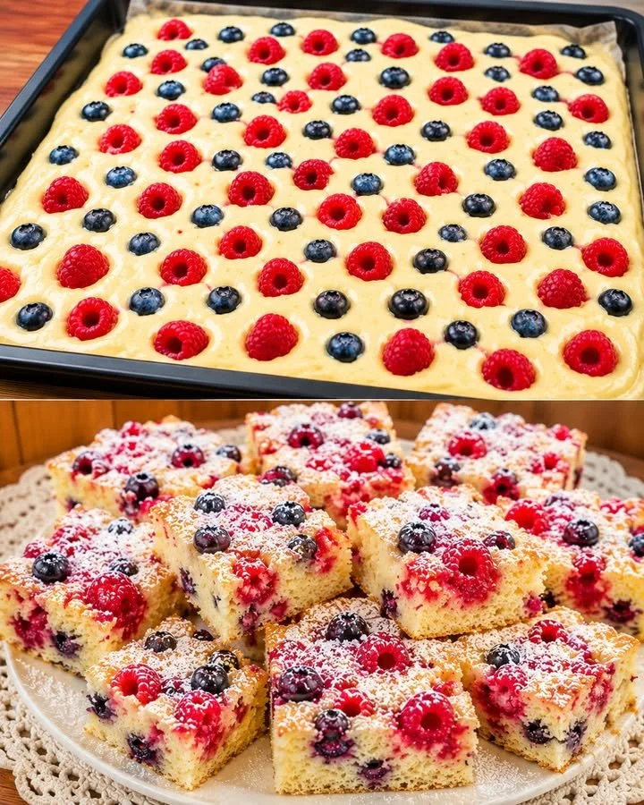 Leckere Blechkuchen auf einem Tisch mit frischen Zutaten