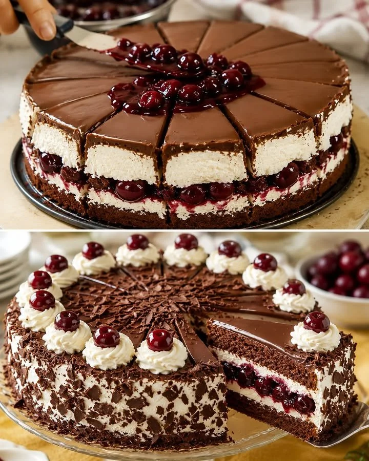 Blitzschnelle Schwarzwälder Kirschtorte mit Kirschen und Sahne