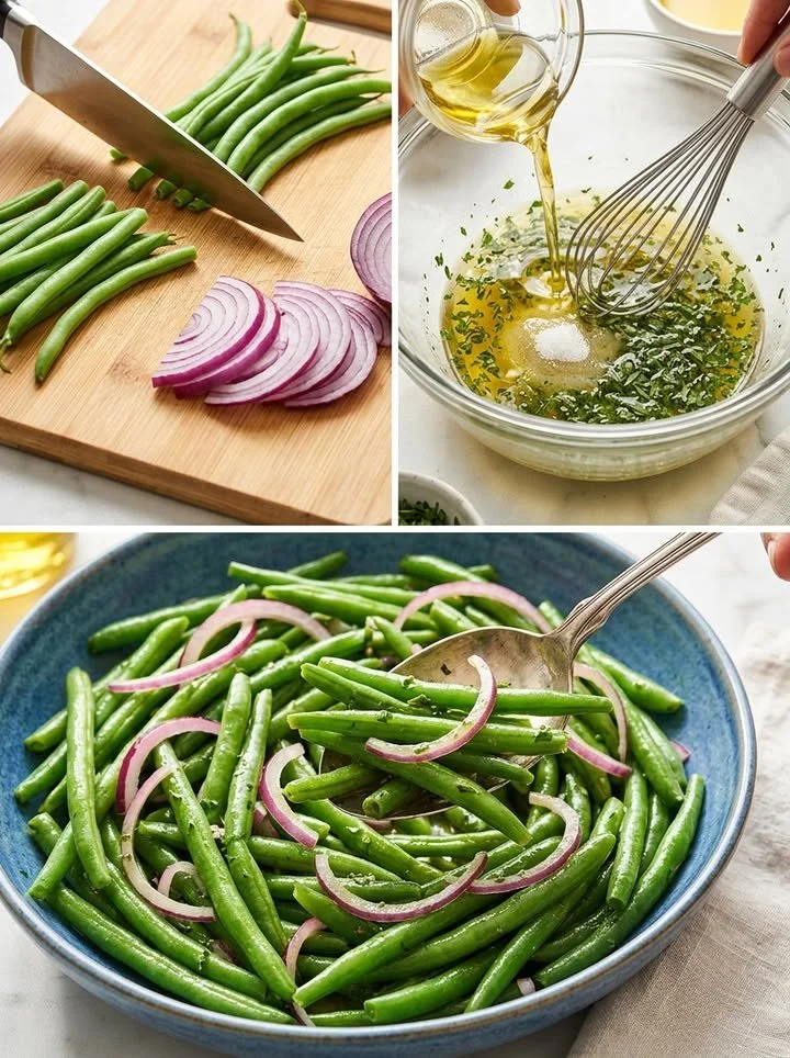 Frischer Bohnensalat mit verschiedenen Zutaten und Dressing