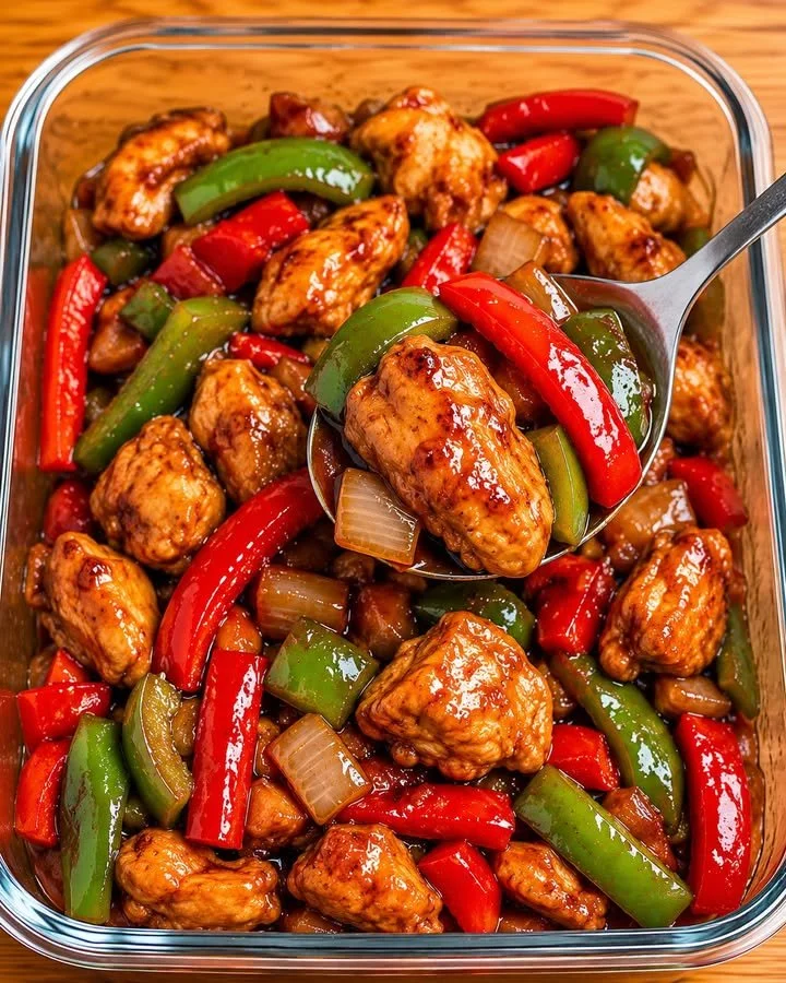 Chinesische Hähnchen Gemüsepfanne mit frischem Gemüse und Gewürzen