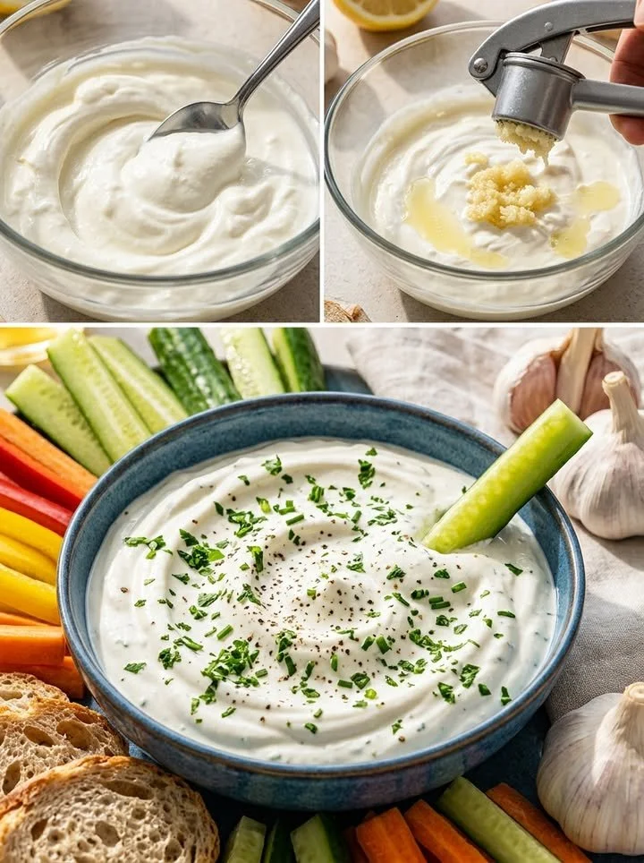 Cremige Blitz-Knoblauchcreme in einer Schüssel, ideal für Dips und Aufstriche