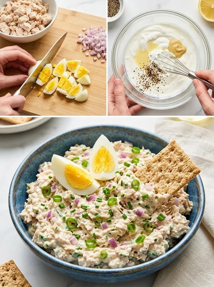 Cremiger Low-Carb-Thunfischsalat in einer Schüssel, gesund und lecker.
