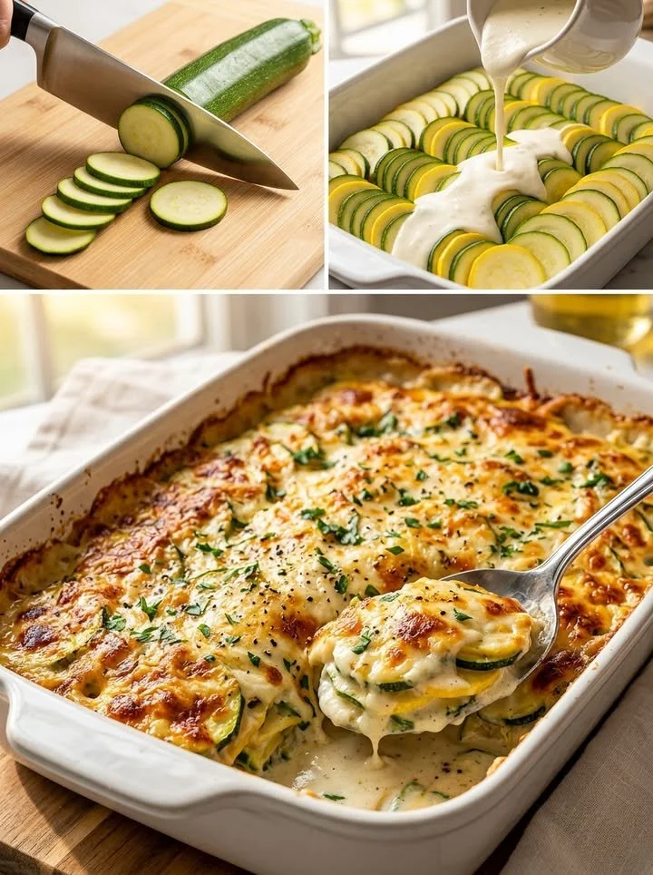 Cremiges Knoblauch-Parmesan-Gratin mit überbackenem Käse