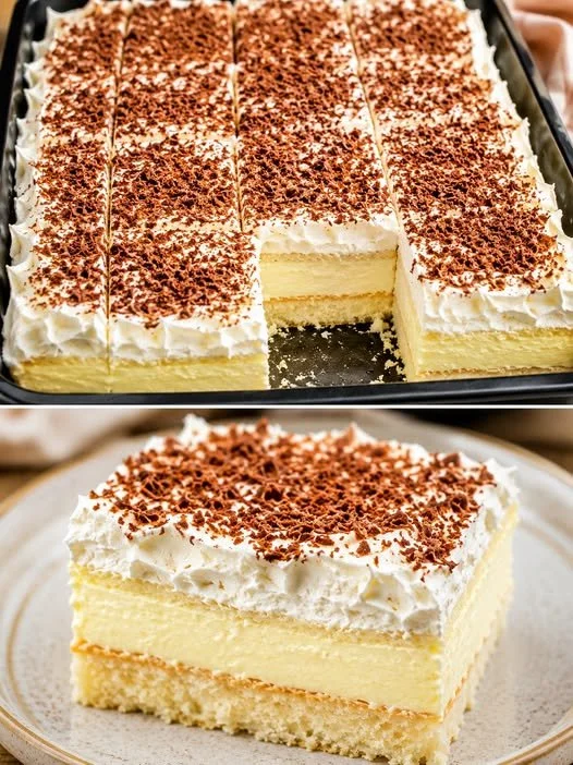 Leckerer Vanillecreme Kuchen ohne Backen auf einem Teller serviert.