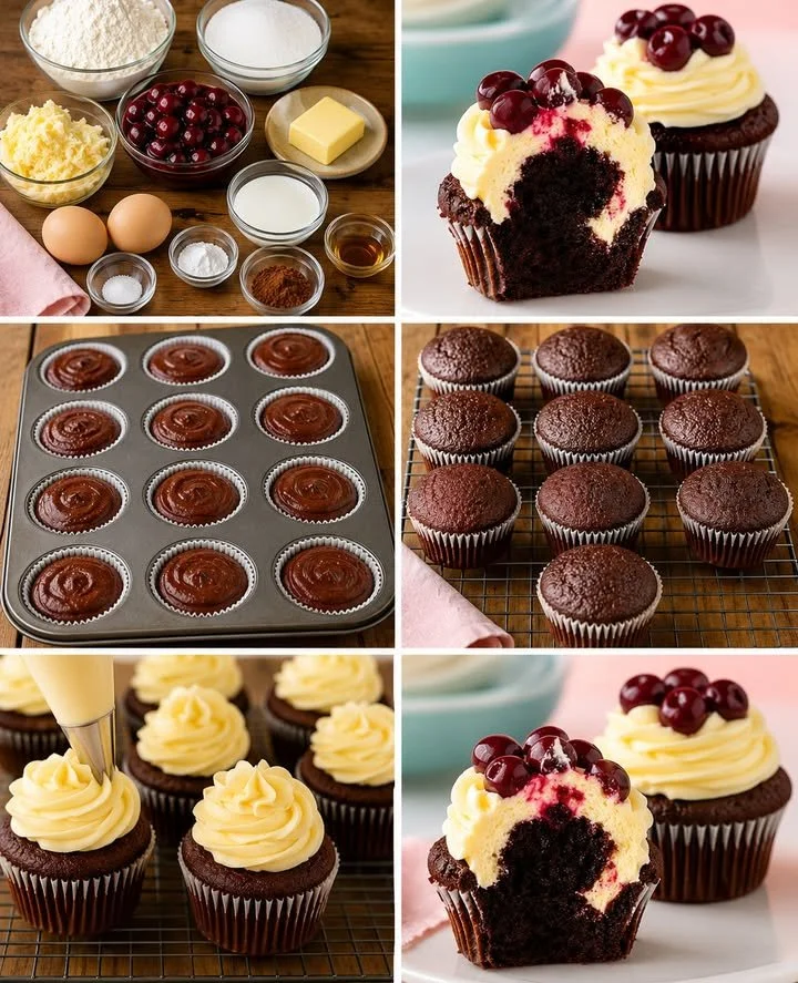Leckere Donauwellen Muffins mit Schokoladen- und Vanillegeschmack
