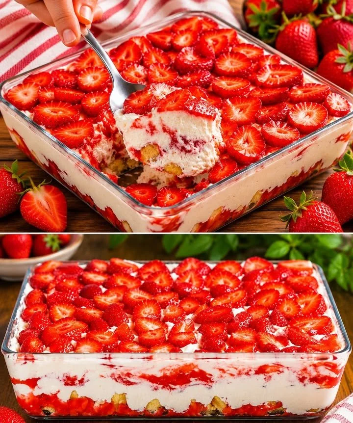 Leckeres Erdbeer Tiramisu mit frischen Erdbeeren und Mascarpone-Creme
