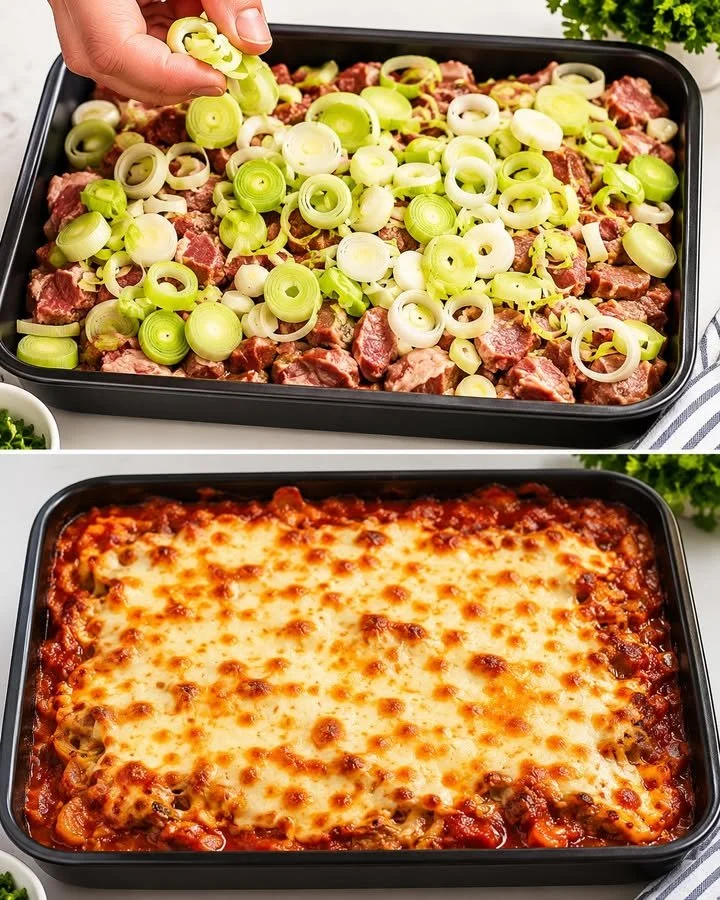 Fantastische Schnitzelpfanne in cremiger Schmandsoße serviert in einer Pfanne