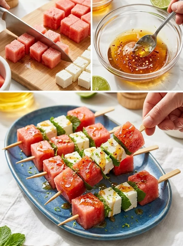 Feurige Wassermelonen-Spieße mit Gewürzen für eine erfrischende Sommerleckerei