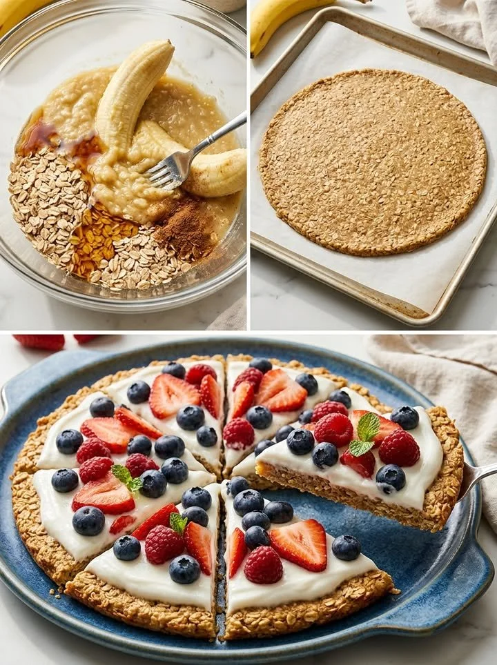Gesunde Frühstückspizza mit frischen Zutaten und buntem Belag